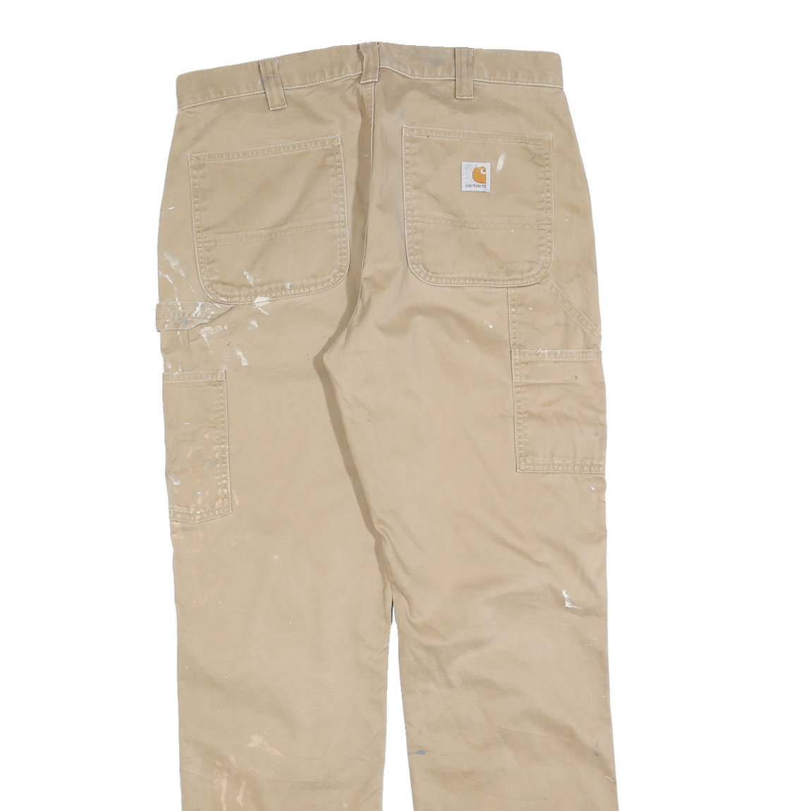 CARHARTT Mens Cotton Blend Beige Regular Straight Trousers W34 L34 Workwear
