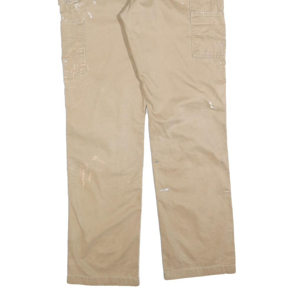 CARHARTT Mens Cotton Blend Beige Regular Straight Trousers W34 L34 Workwear