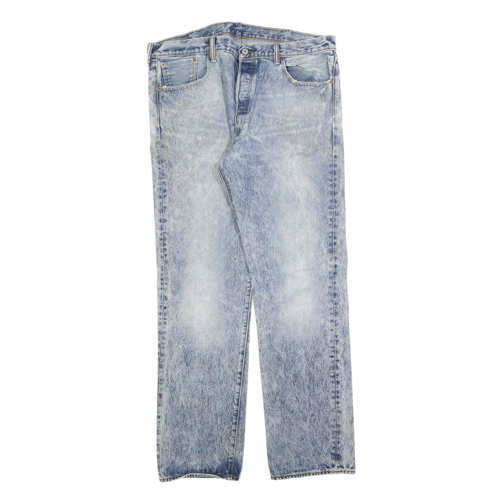 LEVI'S 501 Mens Jeans Blue Regular Straight Denim Light W38 L34 Button Closure