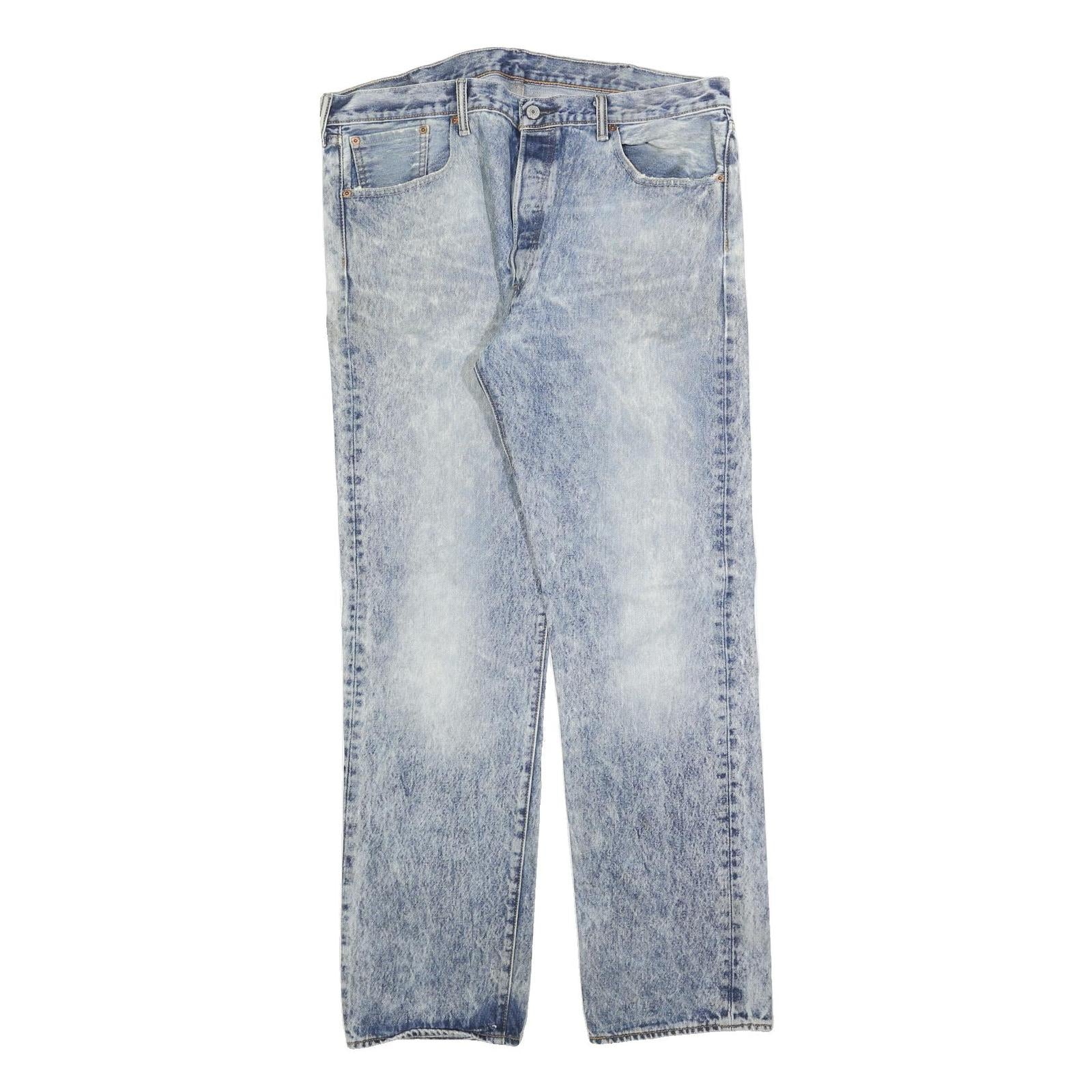 LEVI'S 501 Mens Jeans Blue Regular Straight Denim Light W38 L34 Button Closure