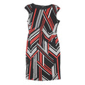 ROMAN Womens Black & Red Geometric Day Dress Jersey Sleeveless Knee Length UK 12