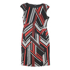 ROMAN Womens Black & Red Geometric Day Dress Jersey Sleeveless Knee Length UK 12