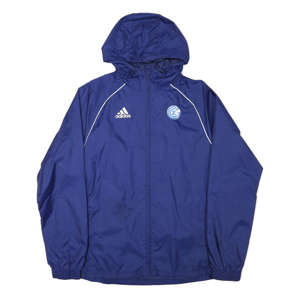 ADIDAS Mens Blue Outdoor Jacket S Nylon Plain Hooded Zip