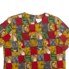 KATHY CHE Womens Printed Blouse Red 90s Check L