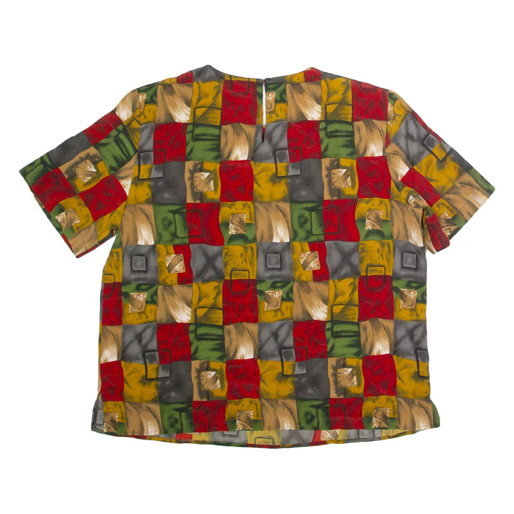 KATHY CHE Womens Printed Blouse Red 90s Check L