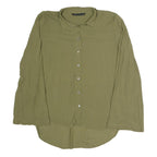 ZARA Womens Green Basic Shirt Long Sleeve Collared Plain L Lightweight Blouse
