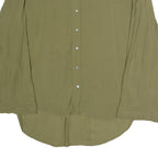 ZARA Womens Green Basic Shirt Long Sleeve Collared Plain L Lightweight Blouse
