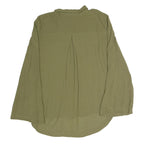 ZARA Womens Green Basic Shirt Long Sleeve Collared Plain L Lightweight Blouse