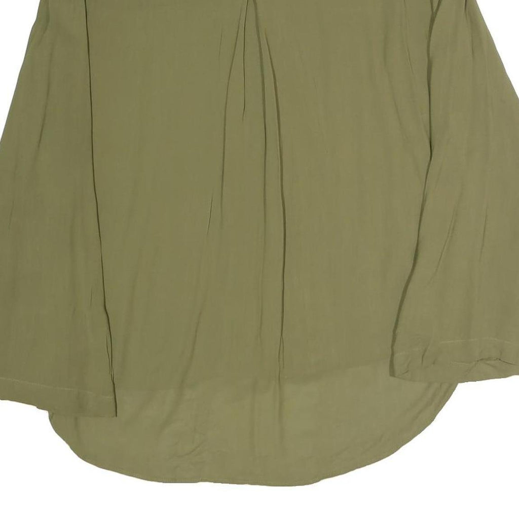 ZARA Womens Green Basic Shirt Long Sleeve Collared Plain L Lightweight Blouse