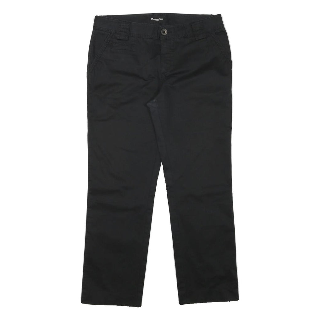 MASSIMO DUTTI Womens Regular Black Cotton Blend Zip Trousers W32 L27 Classic