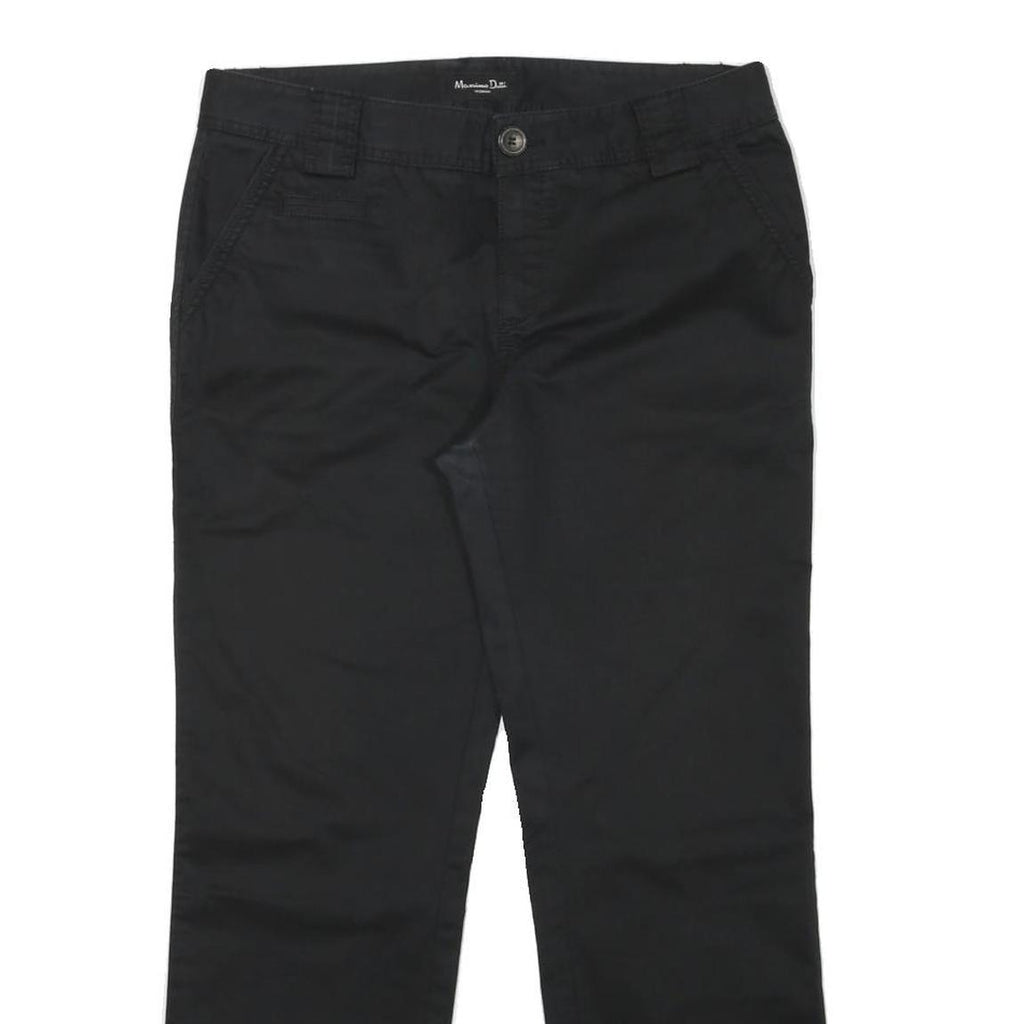 MASSIMO DUTTI Womens Regular Black Cotton Blend Zip Trousers W32 L27 Classic