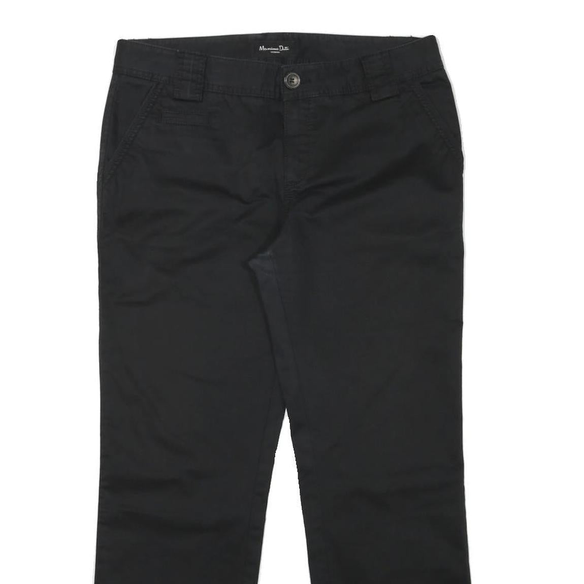 MASSIMO DUTTI Womens Regular Black Cotton Blend Zip Trousers W32 L27 Classic