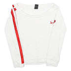ADIDAS Womens White & Red Sweatshirt Crew Neck UK 8 Cotton Long Sleeve