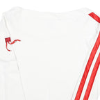 ADIDAS Womens White & Red Sweatshirt Crew Neck UK 8 Cotton Long Sleeve