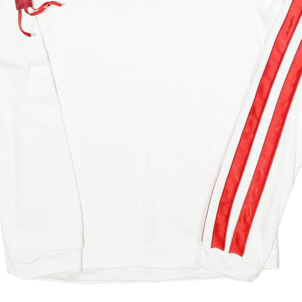 ADIDAS Womens White & Red Sweatshirt Crew Neck UK 8 Cotton Long Sleeve