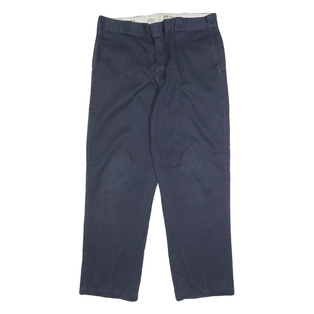 DICKIES Mens Regular Fit Navy Blue Cotton Blend Straight Leg Trousers W38 L29