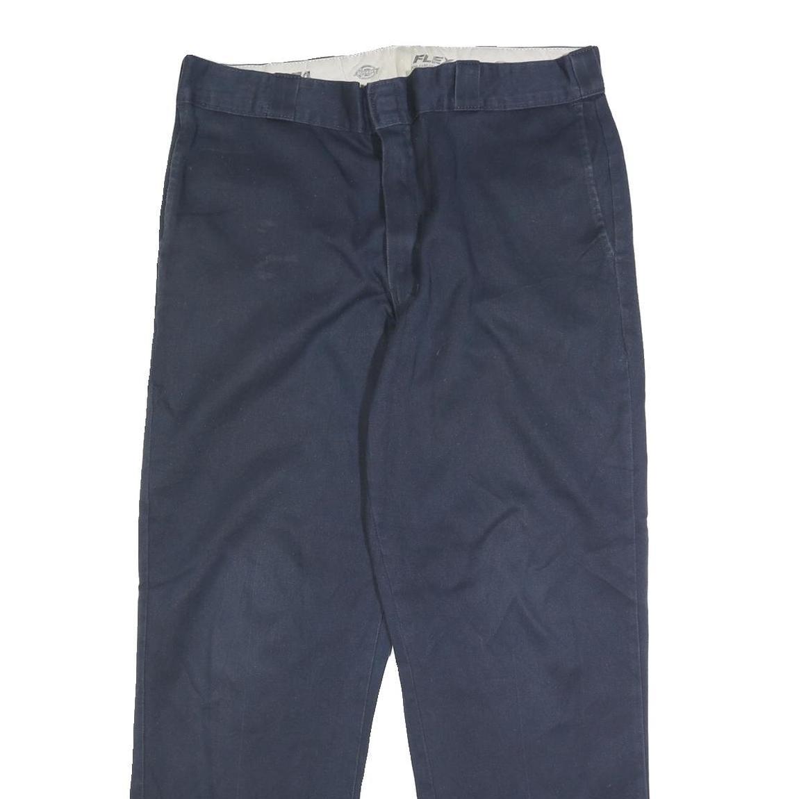 DICKIES Mens Regular Fit Navy Blue Cotton Blend Straight Leg Trousers W38 L29