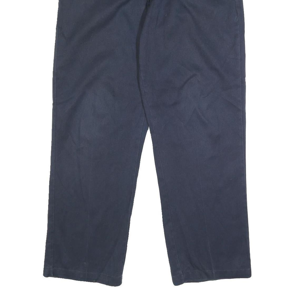DICKIES Mens Regular Fit Navy Blue Cotton Blend Straight Leg Trousers W38 L29