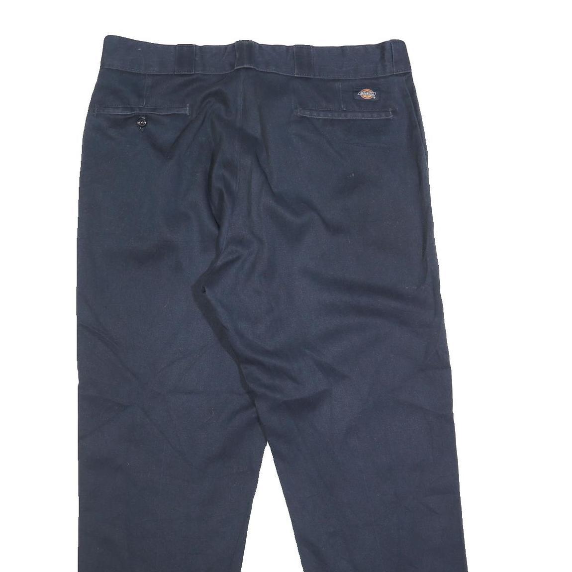 DICKIES Mens Regular Fit Navy Blue Cotton Blend Straight Leg Trousers W38 L29