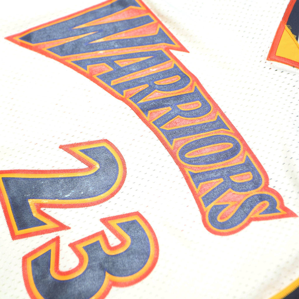 NIKE Mens White & Red Warriors Basketball Jersey XL Sleeveless V-Neck Printed