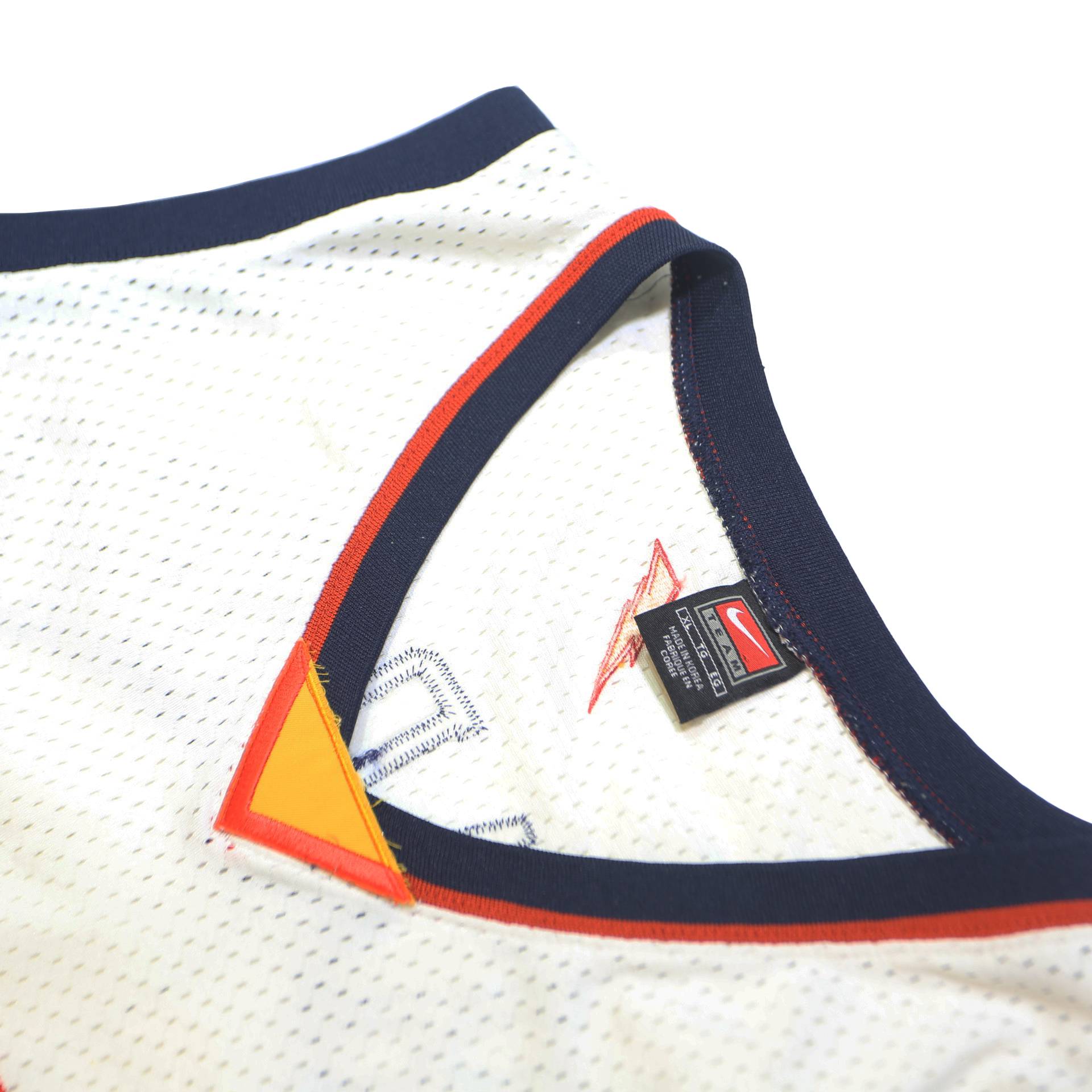 NIKE Mens White & Red Warriors Basketball Jersey XL Sleeveless V-Neck Printed