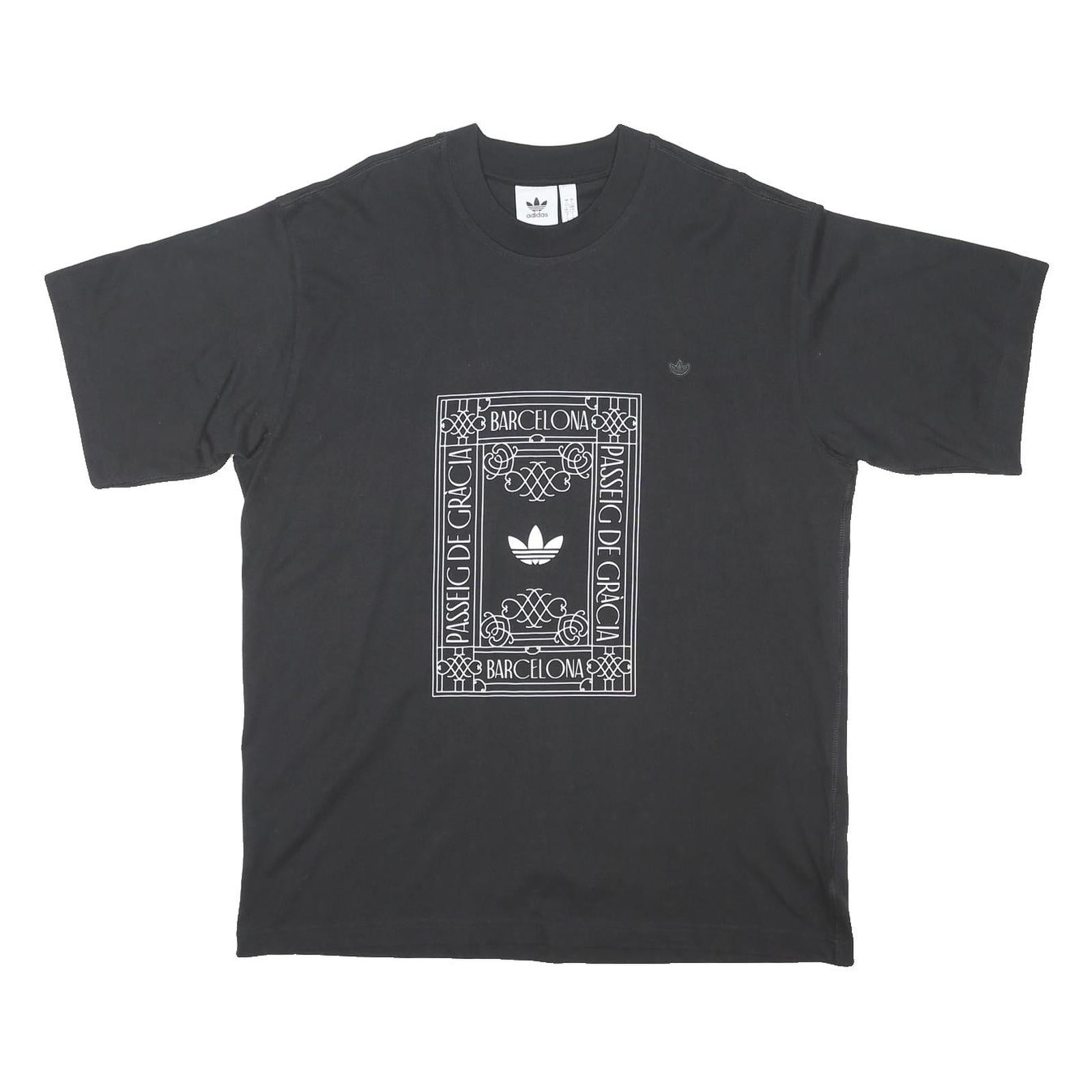 ADIDAS ORIGINALS Mens Black Barcelona Graphic T-Shirt L Short Sleeve Crew Neck