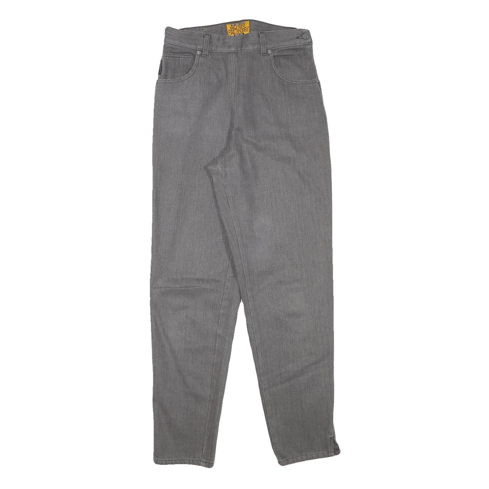 EMPORIO ARMANI Womens Grey Cotton Blend Relaxed Straight Trousers W26 L28