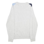 TOMMY HILFIGER Mens Grey Blue Argyle V-Neck Cotton Jumper M Classic Pre-Loved