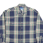 WRANGLER Mens Blue Green Check Shirt L Cotton Blend Casual Long Sleeve Button