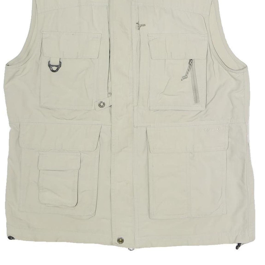 COLUMBIA Mens Beige Nylon Outdoor Jacket M Titanium Zip Utility Pockets Vest