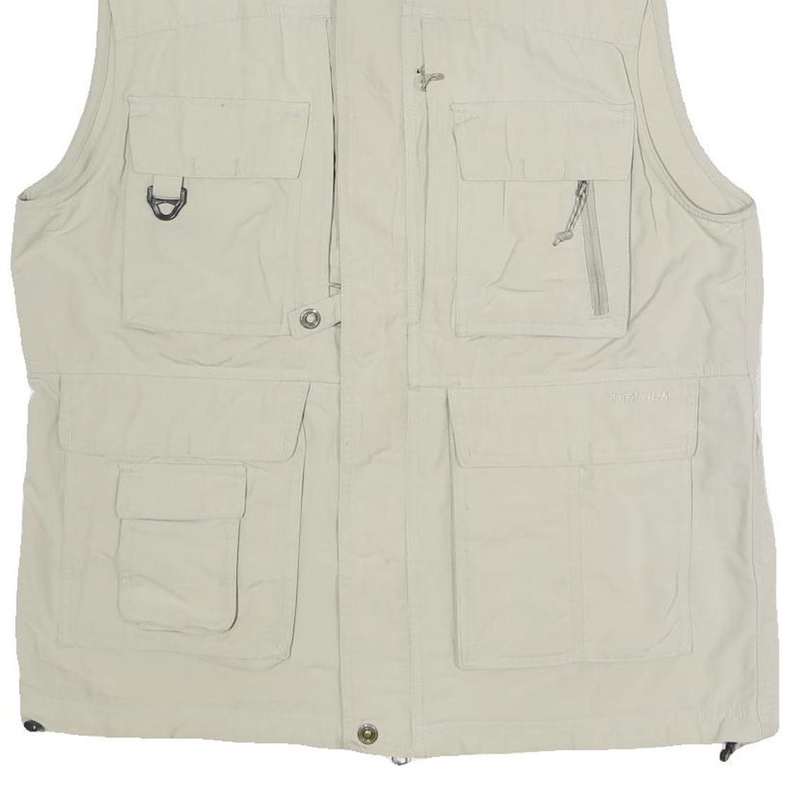 COLUMBIA Mens Beige Nylon Outdoor Jacket M Titanium Zip Utility Pockets Vest