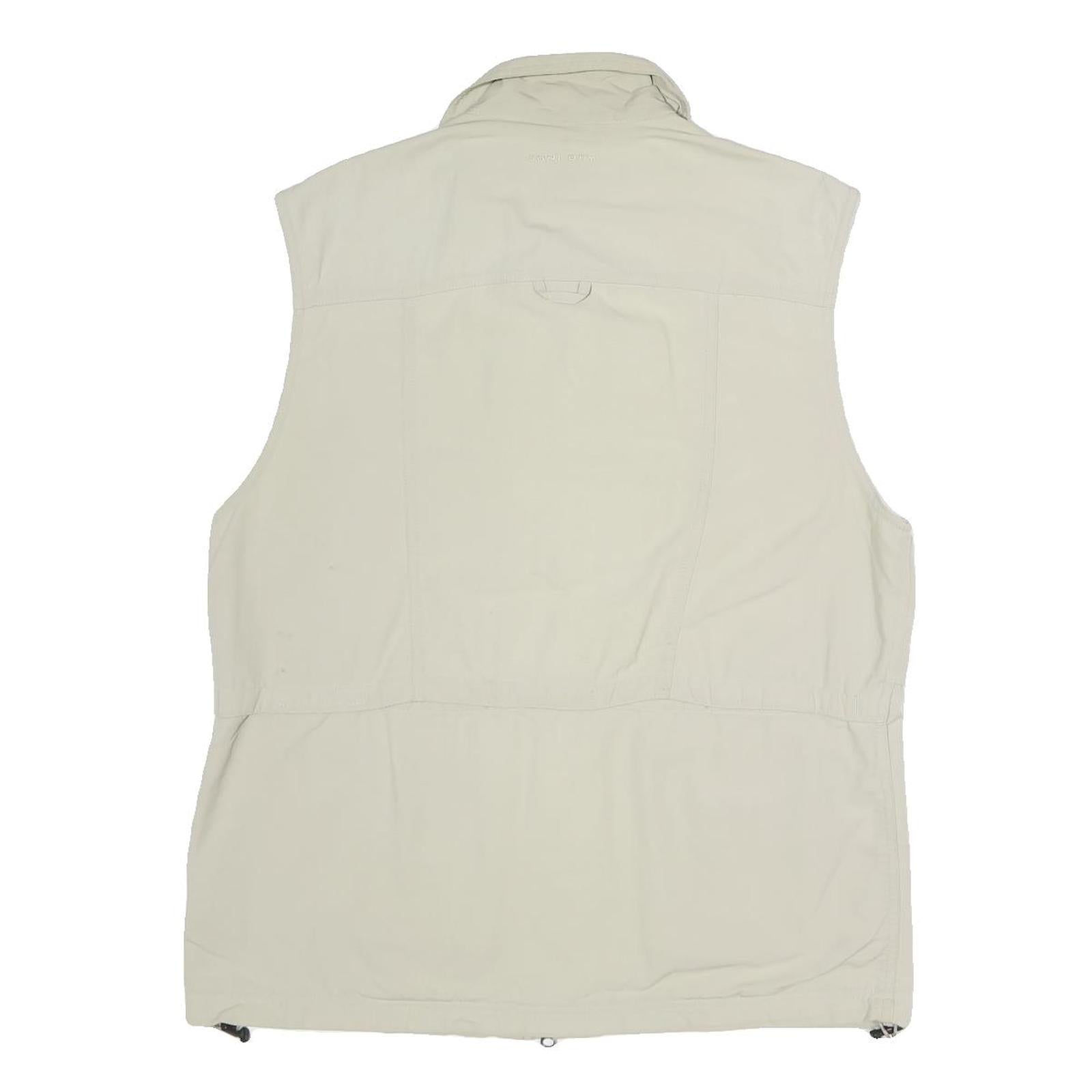 COLUMBIA Mens Beige Nylon Outdoor Jacket M Titanium Zip Utility Pockets Vest