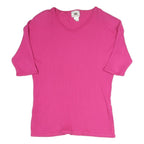 NOVAIS SOUSA Womens Pink Plain Jumper Cotton Blend Rib Knit S Casual Comfortable