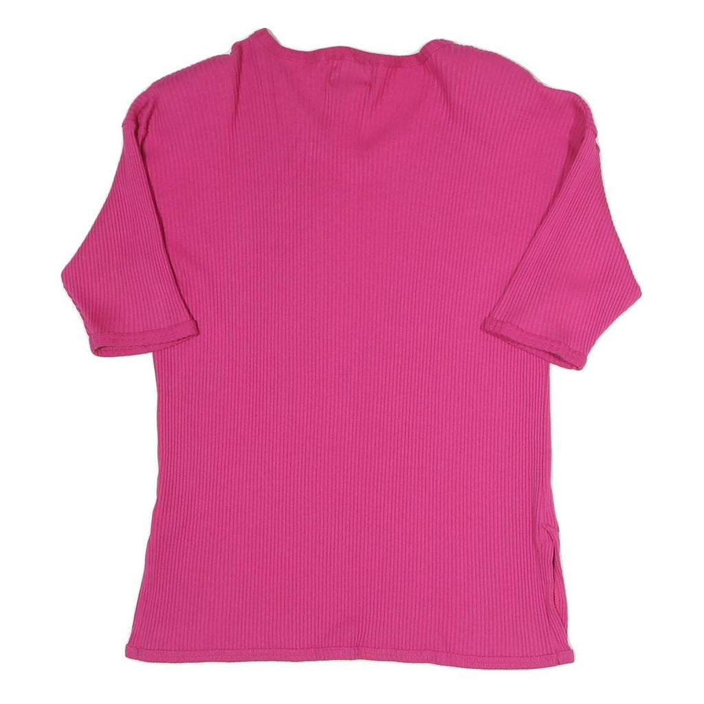 NOVAIS SOUSA Womens Pink Plain Jumper Cotton Blend Rib Knit S Casual Comfortable