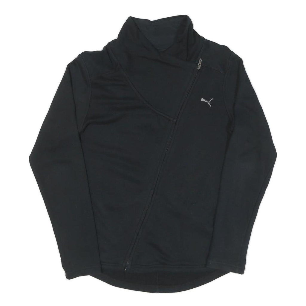 PUMA Womens Black Jacket UK 12 Cotton Zip Plain Casual Lightweight Sportswear