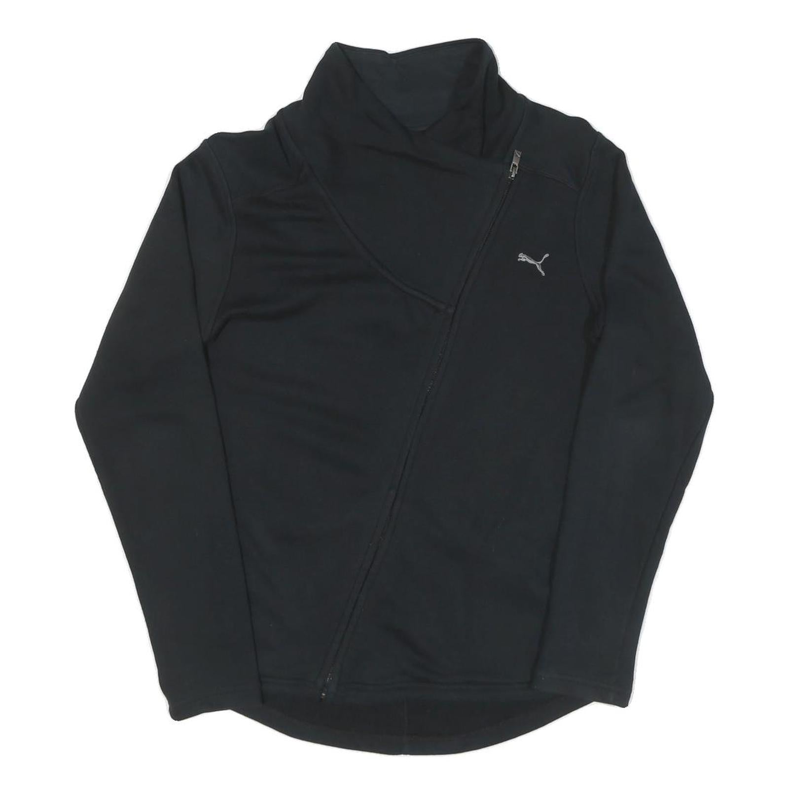 PUMA Womens Black Jacket UK 12 Cotton Zip Plain Casual Lightweight Sportswear