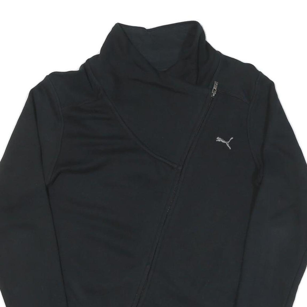PUMA Womens Black Jacket UK 12 Cotton Zip Plain Casual Lightweight Sportswear