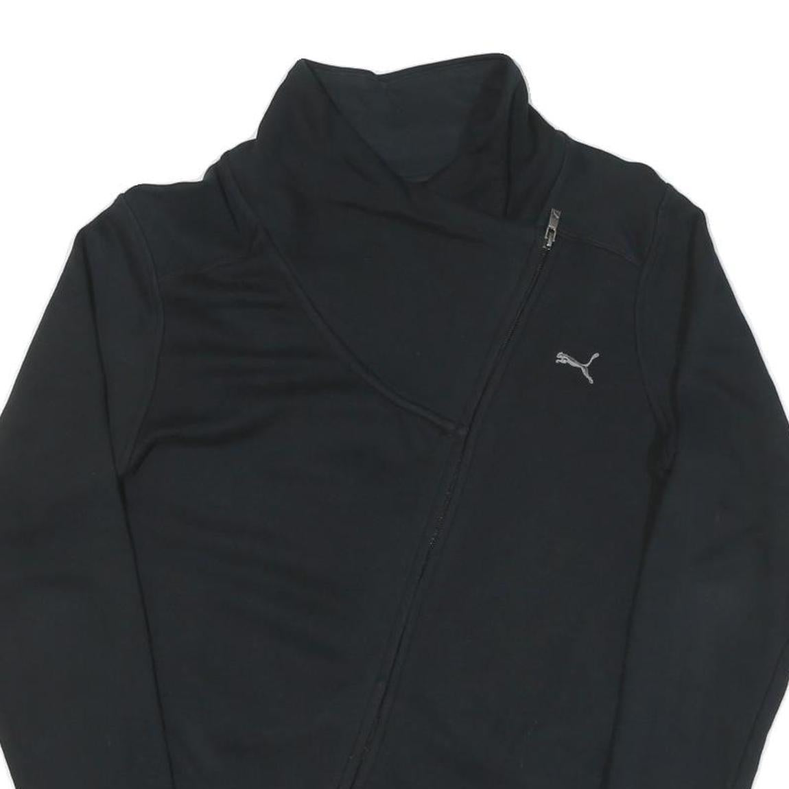 PUMA Womens Black Jacket UK 12 Cotton Zip Plain Casual Lightweight Sportswear