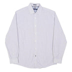 TOMMY HILFIGER Mens White & Blue Check Shirt M Long Sleeve Button Formal Cotton