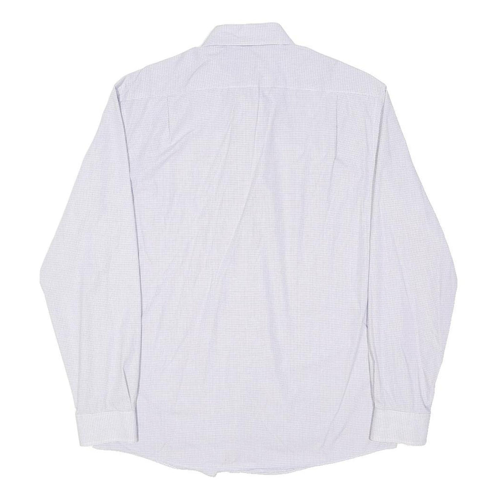 TOMMY HILFIGER Mens White & Blue Check Shirt M Long Sleeve Button Formal Cotton