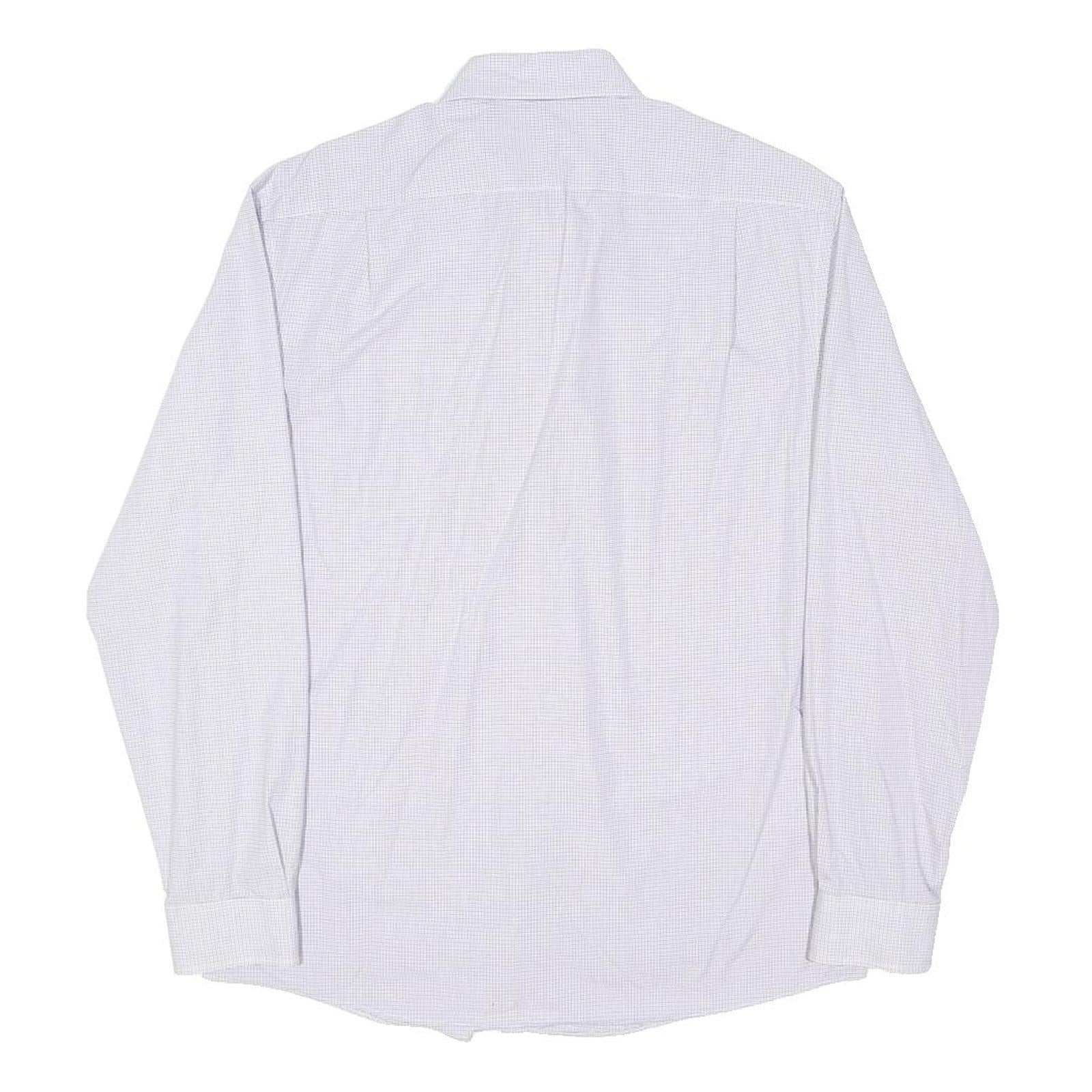 TOMMY HILFIGER Mens White & Blue Check Shirt M Long Sleeve Button Formal Cotton