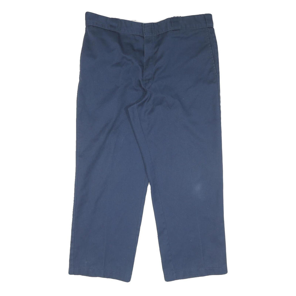 DICKIES Mens Cotton Navy Blue Regular Straight Leg Trousers W38 L27 Workwear