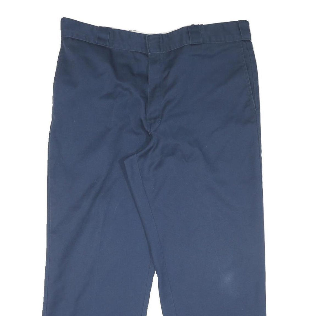DICKIES Mens Cotton Navy Blue Regular Straight Leg Trousers W38 L27 Workwear