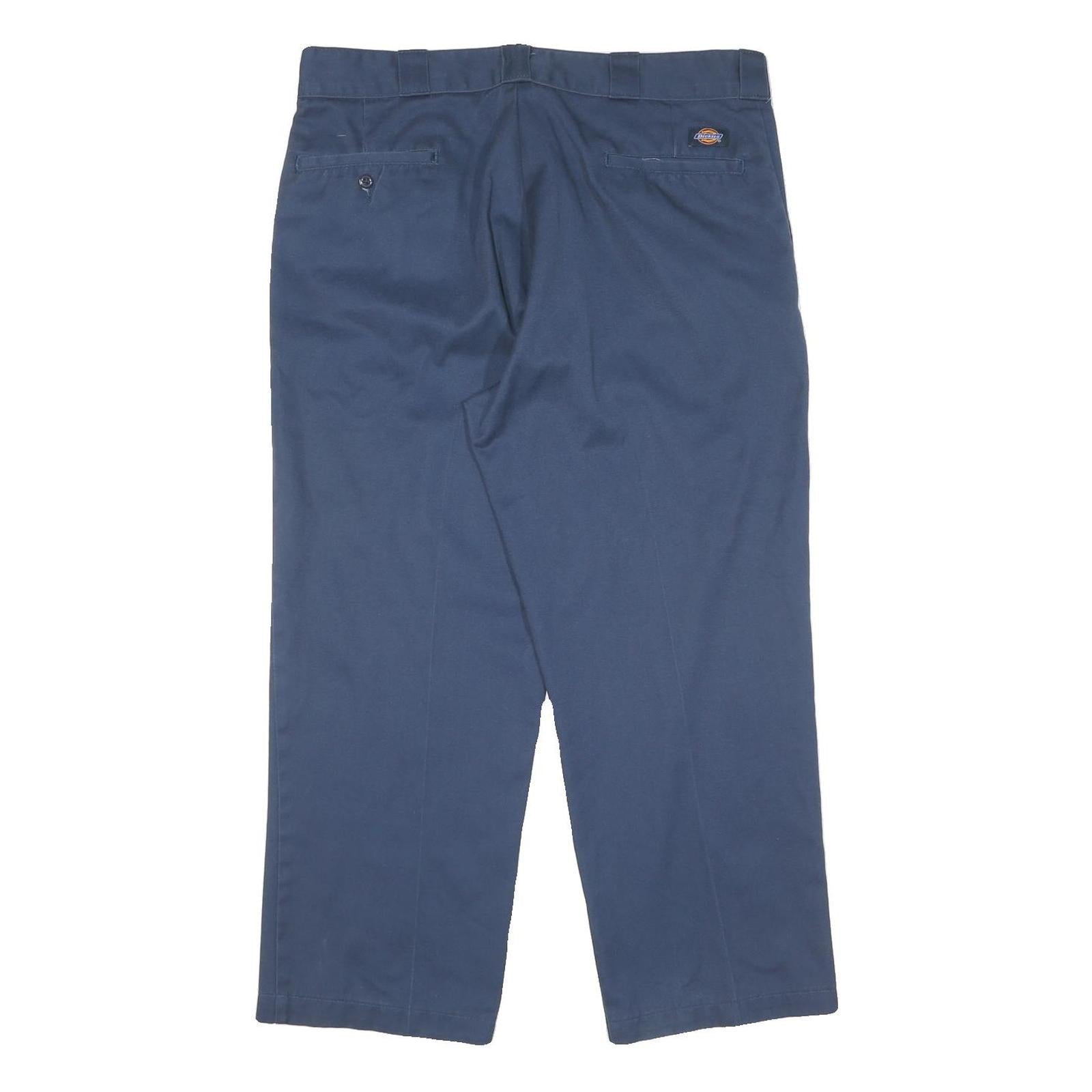 DICKIES Mens Cotton Navy Blue Regular Straight Leg Trousers W38 L27 Workwear