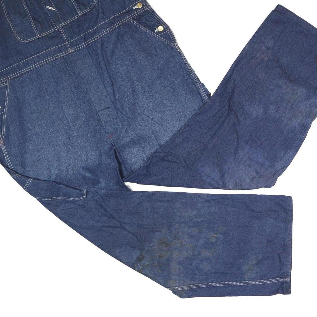 DICKIES Mens Blue Denim Cotton Loose Fit Dungarees 2XL W44 L32 Workwear