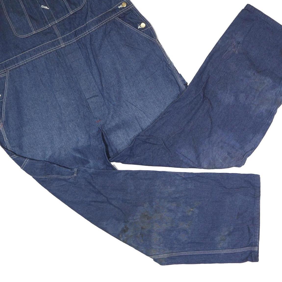 DICKIES Mens Blue Denim Cotton Loose Fit Dungarees 2XL W44 L32 Workwear