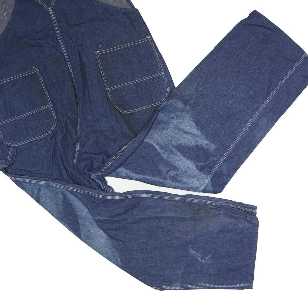 DICKIES Mens Blue Denim Cotton Loose Fit Dungarees 2XL W44 L32 Workwear