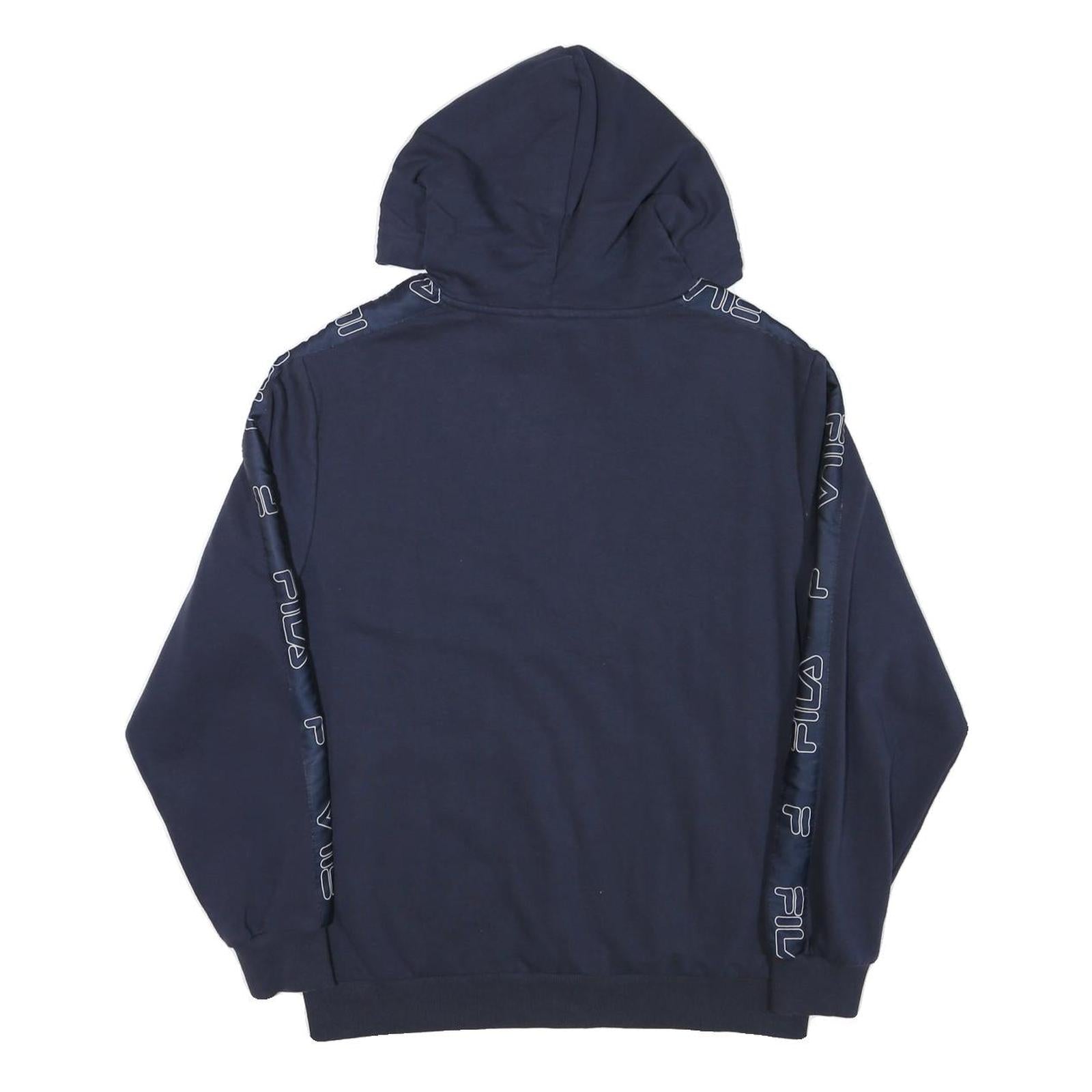 FILA Mens Navy Blue Red & White Hoodie M Logo Printed Casual Pullover