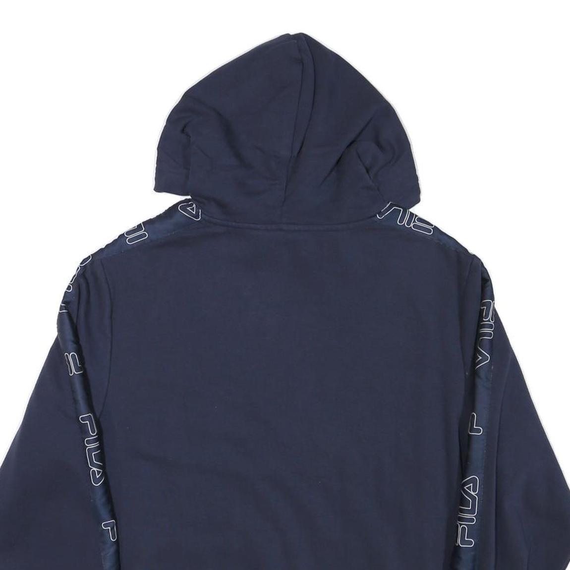 FILA Mens Navy Blue Red & White Hoodie M Logo Printed Casual Pullover