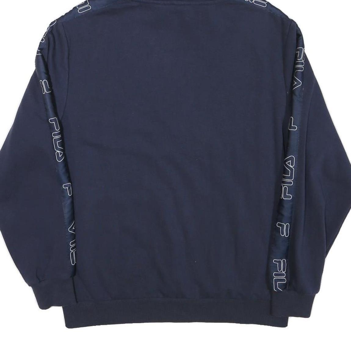 FILA Mens Navy Blue Red & White Hoodie M Logo Printed Casual Pullover